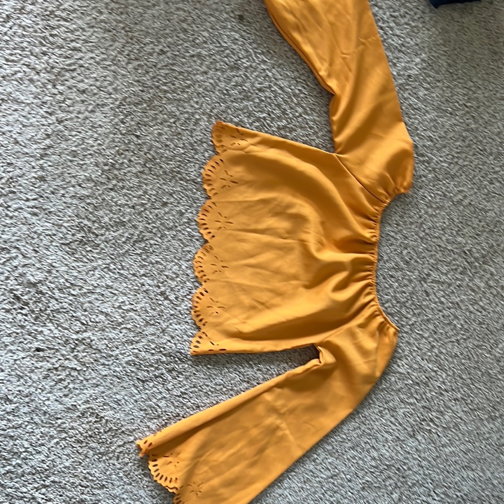 Yellow off the shoulder shirt